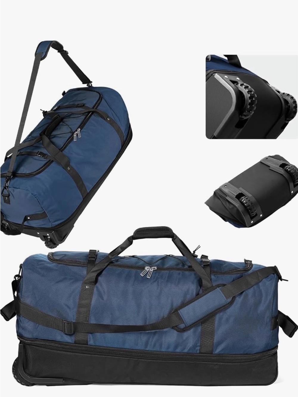 Canvas Rolling Duffel Bag - Navy